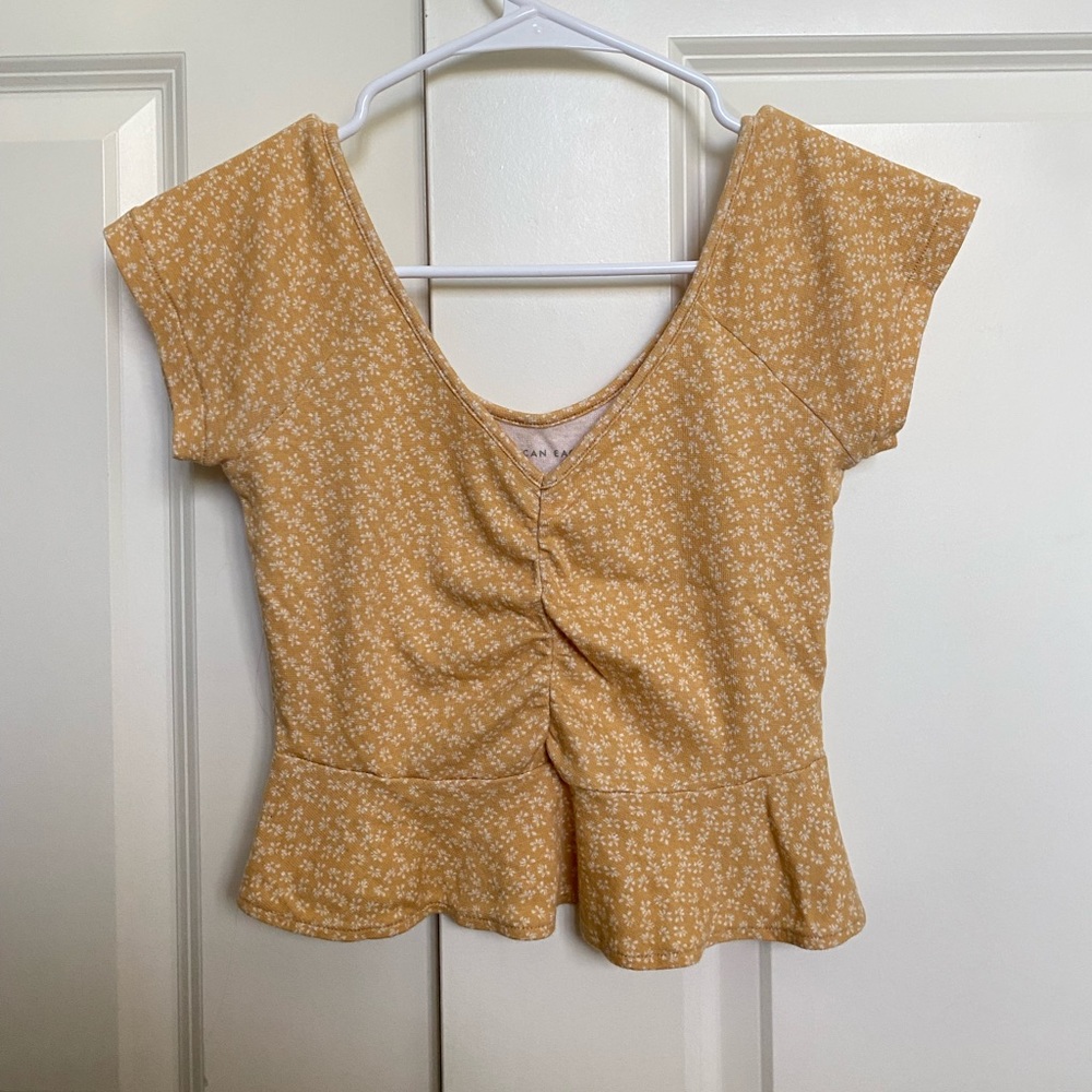 Yellow floral crop top